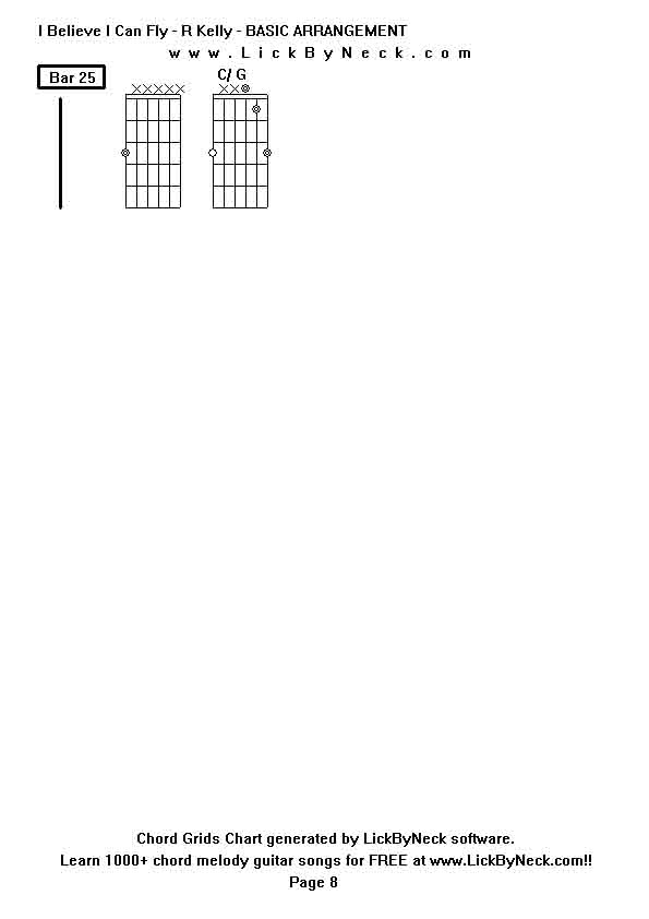 Chord Grids Chart of chord melody fingerstyle guitar song-I Believe I Can Fly - R Kelly - BASIC ARRANGEMENT,generated by LickByNeck software.